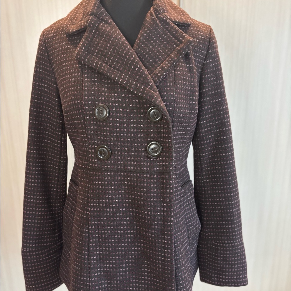Banana Republic Brown Double-Breasted Brown Burgundy Coat Size XS